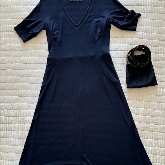 Lida Baday Dresses & Skirts - Lida Baday navy blue fit & flare jersey dress size 8